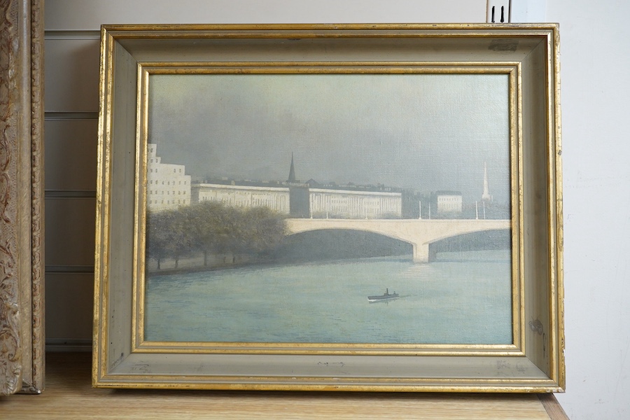 Mid 20th century, Russian School, oil on canvas, The Kremlin, Moscow, unsigned, Christies S5SWA stencil verso, 32 x 43cm. Condition - good